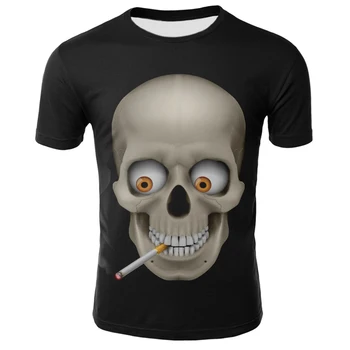 Vīriešu Galvaskausa Trilleris Hip Hop T-Krekls ar Īsām Piedurknēm 3DT Krekls Personības Gadījuma Elpojošs T-Krekls Tendence Classic Punk T-Krekls