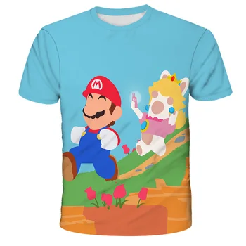 Jaunākās Harajuku Klasiskās Spēles Super Mario Bērnu, Zēnu, Meiteņu T Krekls 3D Drukas Blūze Hip Hop Streetwear 3-14T Futbola Krekli