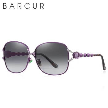 BARCUR Luksusa Retro Polarizētās Saulesbrilles Sieviešu Modes Lielgabarīta Zīmola Dizainere Slīpums Lēcu UV400 Aizsardzība