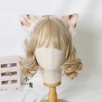 Svītrains kaķis, auss, matadatu Lolita ir roku darbs, dzīvnieku auss trīs ziedu kaķis reizes auss strīpainu kaķu ausu hairband kc kaķa auss