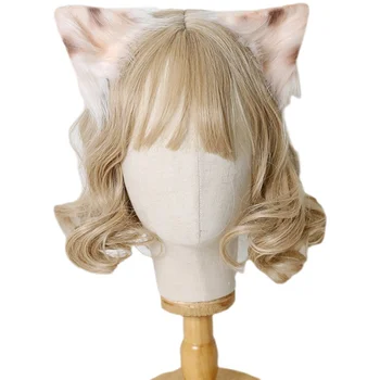 Svītrains kaķis, auss, matadatu Lolita ir roku darbs, dzīvnieku auss trīs ziedu kaķis reizes auss strīpainu kaķu ausu hairband kc kaķa auss