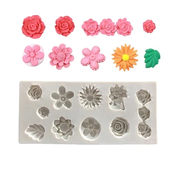 Ziedi Rožu Saulespuķu Silikona Veidnē Sugarcraft Kūku Cepšanas Veidnē Pomādes Kūka Dekorēšanas Instrumentiem