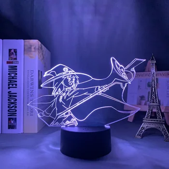 3D Anime Gaismas Konosuba Megumin Guļamistaba Dekorēšana Gultas Nakts Gaisma Dzimšanas dienas Dāvanu par Komiksu LED Nakts Gaisma