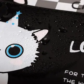 1gb/daudz multi-function PU materiāla Karikatūra kaķis ūdensizturīgs maiss Veikalā saturu soma kancelejas preces