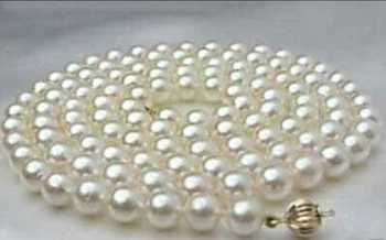 Patiesa 8-9mm balts dabiskie saldūdens kultivētās pērles apaļas pērles kaklarota sievietēm puse, romantiskas dāvanas, rotaslietas 34inch MY4612