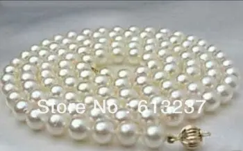 Patiesa 8-9mm balts dabiskie saldūdens kultivētās pērles apaļas pērles kaklarota sievietēm puse, romantiskas dāvanas, rotaslietas 34inch MY4612