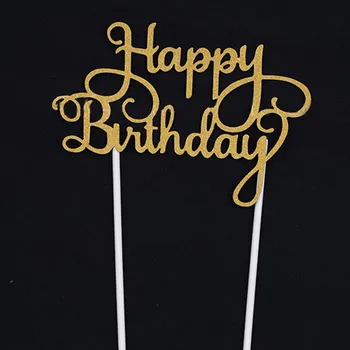 Jaunās Cupcake Kūka Topper laimes Dzimšanas dienā, Karogi Dubultā Stick Ģimenes Dzimšanas dienas svinības Cepšanas Dekorēšanai Piederumi JAN88
