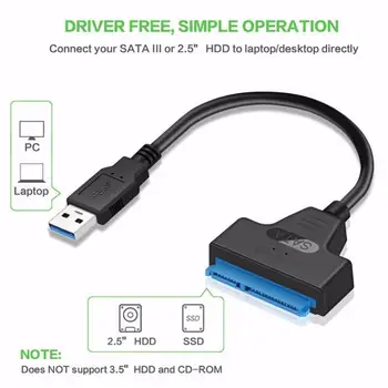 USB SATA 3 Kabeli, Sata USB 3.0 Adapteris, Līdz PAT 6 gb / s Atbalsts, 22 Pin 2.5 Collu Ārējo SSD HDD Cieto Disku Sata Kabeļu Savienotāji