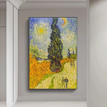 Ceļu ar Cipreses un Zvaigzne, Ko Van Gogh Slavenā Glezna, Gleznas, Plakāti un Izdrukas Sienas Dekoratīvās Mākslas Bildes Dzīvojamā Istaba