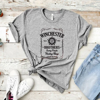 Sieviešu Krekls ar Sakot, Winchester Unisex Pārdabisks Īsām Piedurknēm T-krekls Star Logotipa Māsa, Topi, Ladys Ielu Stilu, Komfortu Tee