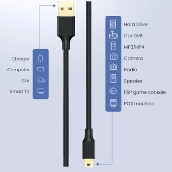 Mini-USB Vads Mini USB Uz USB Datu Līnija Strauji USB Līniju Lādētāja Vadu Datu Pārsūtīšanas Cieto Disku Korpusi Tālruņa Uzlāde