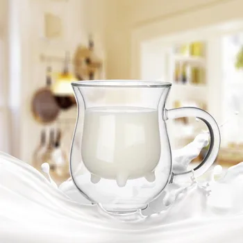 Radošā Cute Bear Cup Cartoon Dubultā Stikla Kauss-slāņa izolācijas piena kausa augstas borsilikāta karstumu izturīga divslāņu kausa c50