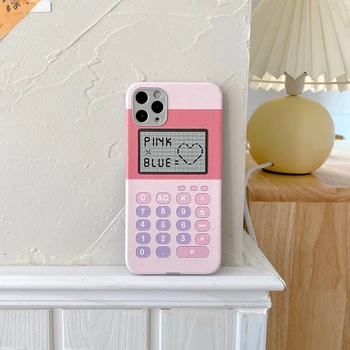 Cute rozā Kalkulators modelis telefonu Gadījumos iPhone 12 Pro Max X XR XS Max 7 8 plus 11Pro Max 12 mini soft atpakaļ uz Lietu