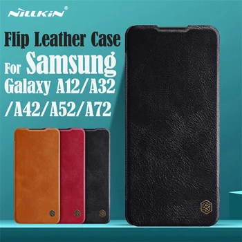 Samsung Galaxy A52 A72 A12 A32 A42 5G 4G Flip Case Nillkin Qin Ādas Grāmatu Gadījumā, ja Karte Kabatas Maku Pārsegu Tālruņa Somas