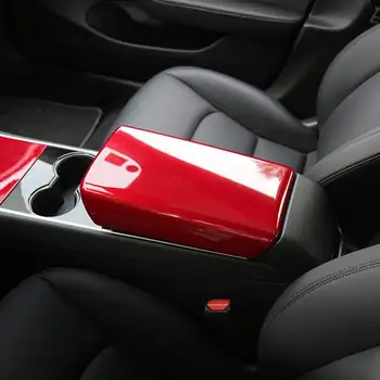 34x19x6CM Auto Centrā Balsts Segtu Spīdīga Apdare Aizsargs Augstas kvalitātes Roku Klp Tesla Model 3 2017-2019 Sarkana/Balta/Yello