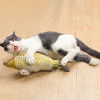 Elektriskā Kaķis Rotaļlietas, kas Pārvietojas Futbolists Simulācijas Zivju Rotaļlieta Kaķis USB Reāli Flopping Zivju Valstīties Zivju Catnip Rotaļlieta Kaķis Nokošana Košļājamā