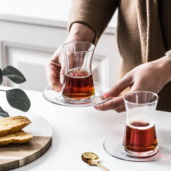INS Karstā PASABAHCE Zīmola Turcija Aromātisks Melnās Tējas Tase Saskaņota Šķīvītis Komplekti Kafijas Nams Teacup Krūze Espresso Shot Stikla Vairumtirdzniecība