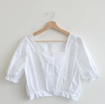 Jaunā pavasara Vintage balts Krekls sieviešu Lielajam Sieviešu Topi ar īsām piedurknēm Blūze Meitenēm Vasarā Jaunā Sieviešu Blūzes femme Blusas