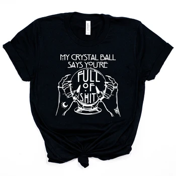 Sieviešu Goth Krekls Mistisks Puses Kristāla Bumbu Zīlniece T-Krekls Smieklīgi Ragana Krekli Unisex Gothic Topi