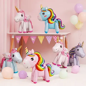 3D DIY Karikatūra alumīnija folijas unicorn balons, dzimšanas dienas svinības bērniem, dzimšanas dienu balonu partijas apdare bērnu piemiņas