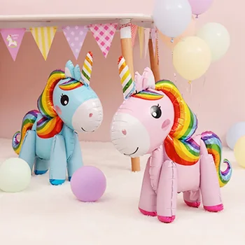 3D DIY Karikatūra alumīnija folijas unicorn balons, dzimšanas dienas svinības bērniem, dzimšanas dienu balonu partijas apdare bērnu piemiņas
