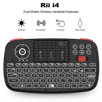 Rii i4 Mini franču AZERTY Tastatūra 2.4 GHz Bluetooth, Dual Režīmi Rokas Klaviatūra Backlit Pele Touchpad Windows Android