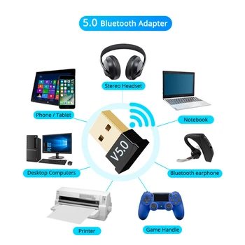 USB Bluetooth 5.0 Adapteri, Bluetooth Raidītāju Uztvērējs Audio Bluetooth Dongle Bezvadu USB Adapteri Datoru, DATORU, Klēpjdatoru c