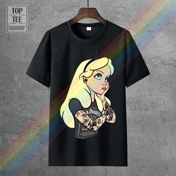 Alice In Wonderland Indie Laupījums Tetovējumiem Gotu, Punk Vīriešu T Krekls Tee Top Mens Print T-Krekls, Kokvilna (Tops Tee