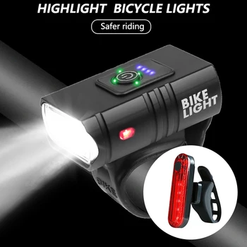 LED Velosipēda Gaisma Aizmugurējie Taillight USB Lādējamu Lukturīti Priekšā Lampas 6 Režīmi MTB Kalnu Ceļu, Velosipēdu Lukturu Velo Gaismas