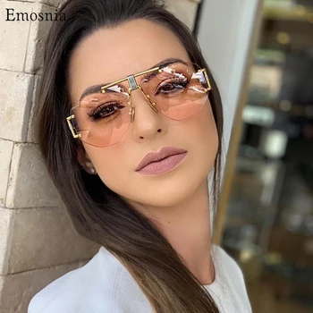 Modes Izmēģinājuma Slīpums Lēcu Saulesbrilles Vintage Unisex bez apmales Sieviešu Saulesbriļļu 2020. Gadam Āra Brilles UV400 Vīriešu Brilles