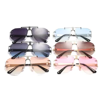 Modes Izmēģinājuma Slīpums Lēcu Saulesbrilles Vintage Unisex bez apmales Sieviešu Saulesbriļļu 2020. Gadam Āra Brilles UV400 Vīriešu Brilles