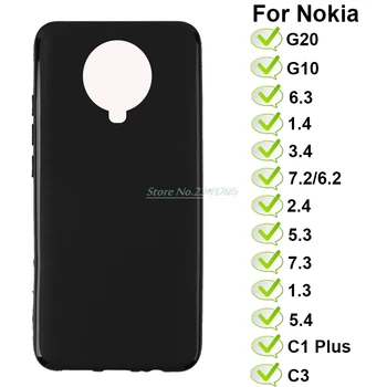 Mīksts Melns TPU Case For Nokia 6.3 G10 valstu grupas G20 Silīcija Caso Coque Nokia 1.4 3.4 6.2 7.2 2.4 5.3 7.3 C3 1.3 C1 Plus 5.4 8.3 Vāciņu
