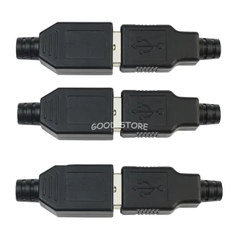 Jauns 10 tips vīriešu un sieviešu USB 4-pin plug and socket connectors ar melnu plastmasas korpuss