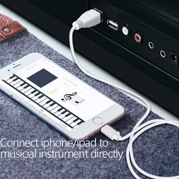 3 in 1 OTG klavieres Kabelis priekš IPhone, Lai MIDI USB Tastatūras Instruments Adapteri mobilo telefonu Elektriskās Klavieres Savienotājs Bungas USB KABELIS