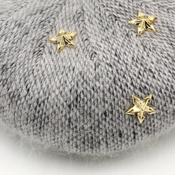 [Rancyword] Modes Jaunā Sieviešu Angoras tīrtoņa Krāsas Berete Sieviešu Sunīti Ziemas Cepures Visas atbilstošās Silts Ejot Cepure ar zvaigznēm