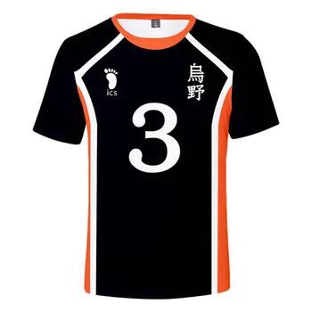 Haikyuu Black 3D Vasaras T-krekls Multenes, Anime t-veida Gadījuma Īsām Piedurknēm Topi O-veida kakla T Krekls Regulāri Broadcloth Streetwear