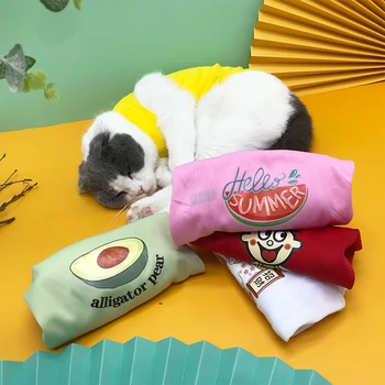 Suņu Apģērbu Cat T-krekls Mājdzīvnieku Kucēns Vasaras Veste Svītrainām Pet Veste Plānas Piedurknēm Mazajiem suņiem Suņu Apģērbs Suņu Piederumi XS-XXL