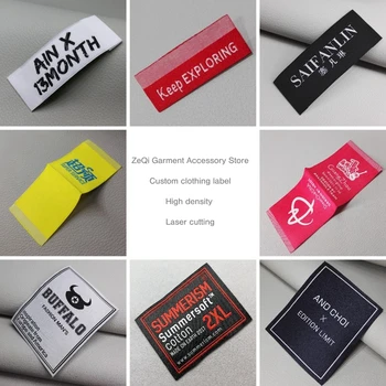 Jauni custom etiķetes apģērbu etiquetas augsta blīvuma lāzera griešana personalizētu šūšanas etiķetes, logo, zīmolu, lāzera griešana