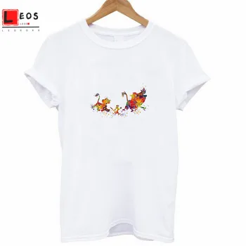 Lion King Sieviešu T-krekls Karikatūra Vēstuli Izdrukāt Harajuku Plus Lieluma Zaudēt Vasarā Gadījuma Tees Meitenēm ar Īsām Piedurknēm Smieklīgi Modes