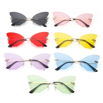 Tauriņš bez apmales Saulesbrilles Sieviešu Luksusa Zīmola Dizaineru Modes Lielgabarīta Steampunk Saulesbrilles Vintage Brilles UV400