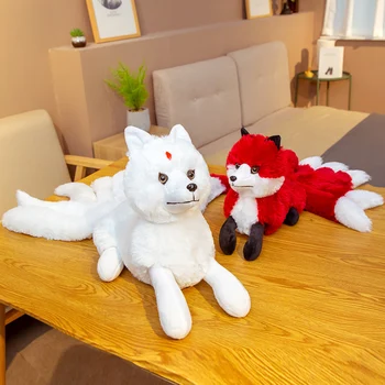Gudrs Spilgti Deviņas Astes Fox Plīša Rotaļlietas Pildījumu Dzīvnieku Deviņas Astes Fox Kitsune Lelles Radošas Dāvanas Meitenēm White Red Fox Rotaļlietas
