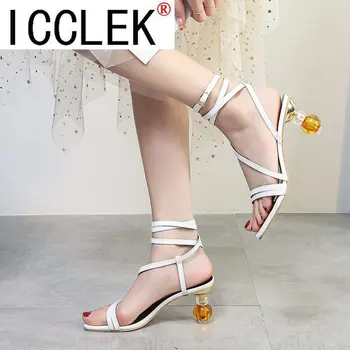 Ir 2021. Modes Sieviešu Vasaras Sandales Sexy Potītes Krusta Mežģīnes-Up Augstiem Papēžiem Dāmas Puses Dizaineru Kurpes Sandales Sandales Sievietēm
