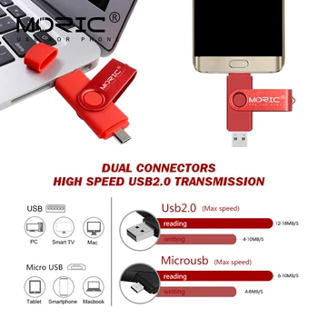 2 In1 micro usb 2.0 OTG metāla disku, U diska, USB flash 8GB 16GB USB flash drive 32GB 64GB, 128GB usb pendrive