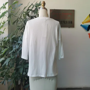 Lielajam T-Krekls Vasaras Baltu Burtu Rakstu Vienkāršā Gadījuma Zaudēt Apaļu Kakla Pusi Piedurknēm Sieviešu Apģērbu Modes korejiešu Stilā Jaunas