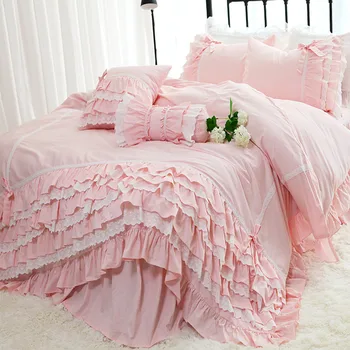 Romantiska Savirmot luksusa sega sedz, rožu drukāt gultas piederumi karalis sega sedz, mežģīnes gultas komplekts princess kokvilnas sega vāku sega set queen