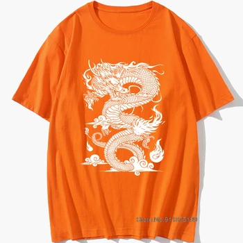 Ķīniešu Pūķis T-krekls Jautri Black T Dominē Vīriešu T Krekls O'Neck Īsām Piedurknēm Kokvilna (Tops Austrumu Šiks Tees