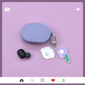 Cute Ziedu Keychain Silikona Gadījumā Xiaomi Redmi AirDots 3 Lietā seguma Bezvadu Bluetooth Austiņas Gadījumā Soft Shell