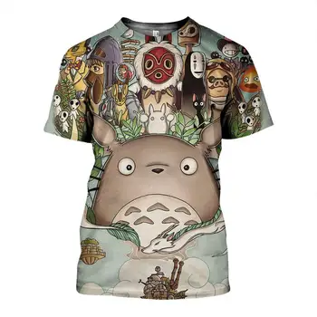 Studio Ghibli 3D iespiesti karikatūra varonis T-krekls Totoro Harajuku vasaras ielu ikdienas īsās piedurknes vīriešu apģērbi
