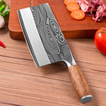 MHNTLOS Tradicionāls, ar roku kalti virtuves nazi, āmuru nerūsējošā tērauda šefpavārs virtuves nazi, koka gaļas griešanas instruments miesnieks