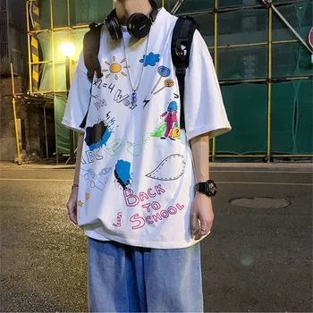Zila Lielgabarīta T Krekls Vīriešiem Japāņu Harajuku Topi Streetwear Smieklīgi Ikdienas Īsās Piedurknes Smieklīgi Topi Vasaras Japāna Tshirts Vīriešiem